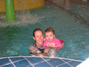 Mummy and Kaitlyn playing in the pool